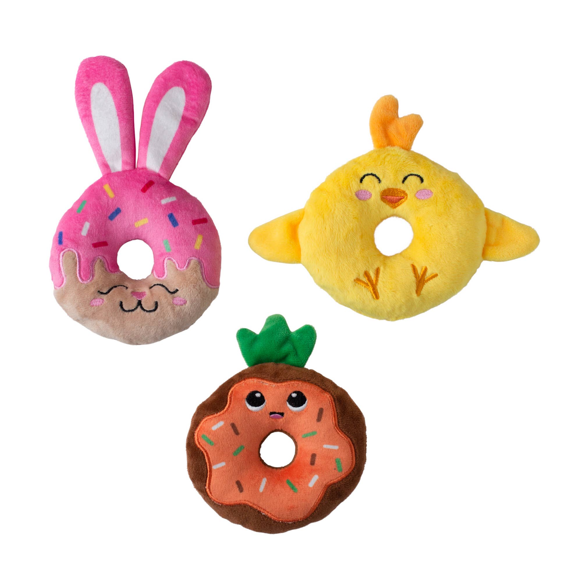 Dog Toy Donuts 3pc Holey Donuts Small Dog Plush Toy Set