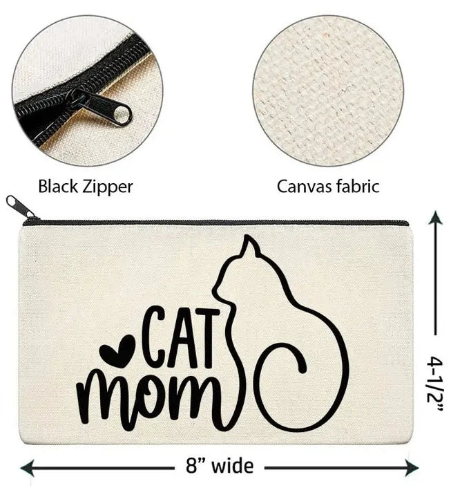 Canvas Zipper Bag - Cat Mom