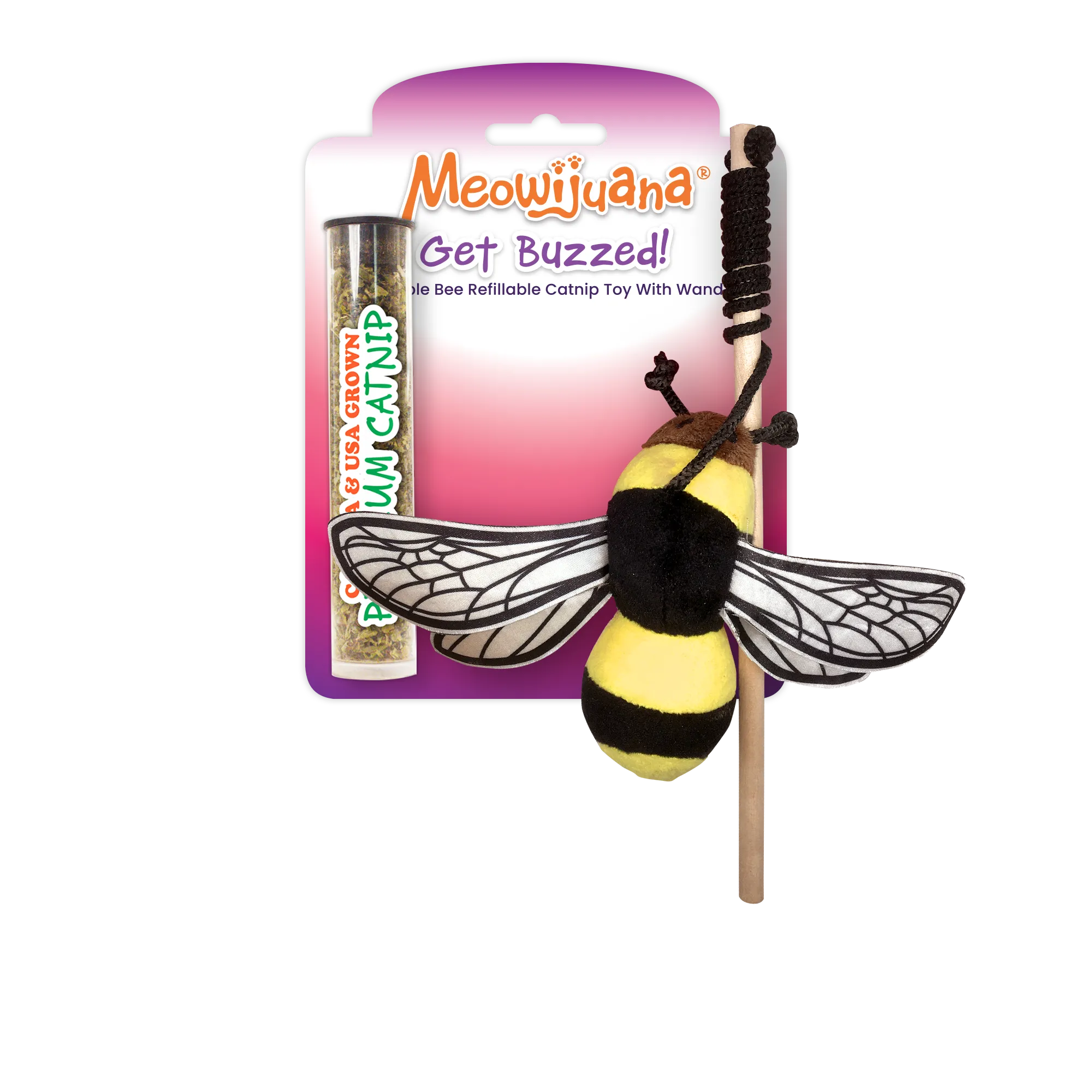 Meowijuana® Get Buzzed Bee Refillable Wand Cat Toy