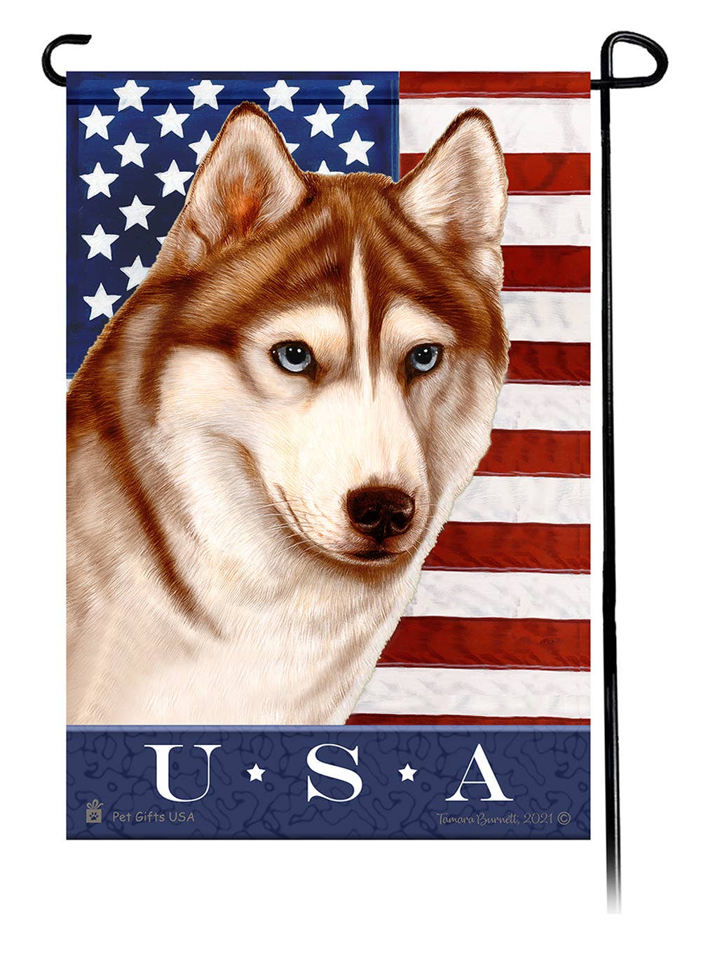 Siberian Husky Red & White Blue Eyes True Blue Garden F...