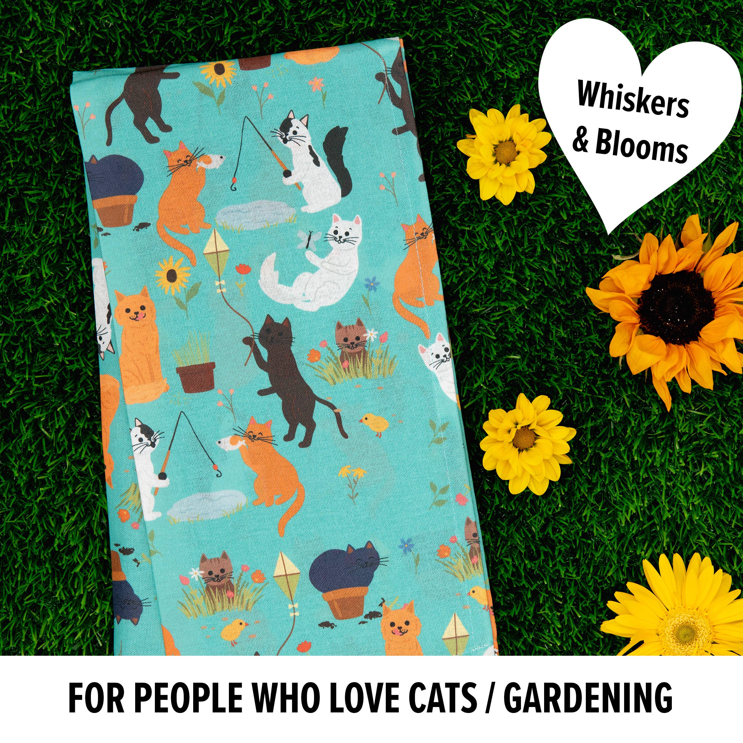 Cattington Whiskers & Bloom Tea Towel Pink