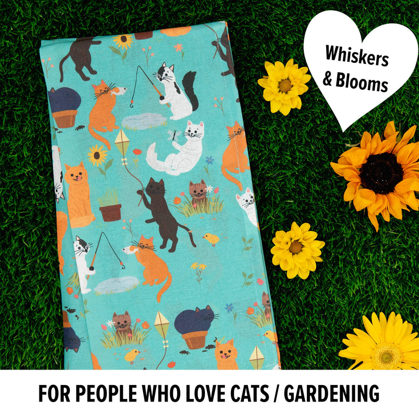 Cattington Whiskers & Bloom Tea Towel Pink