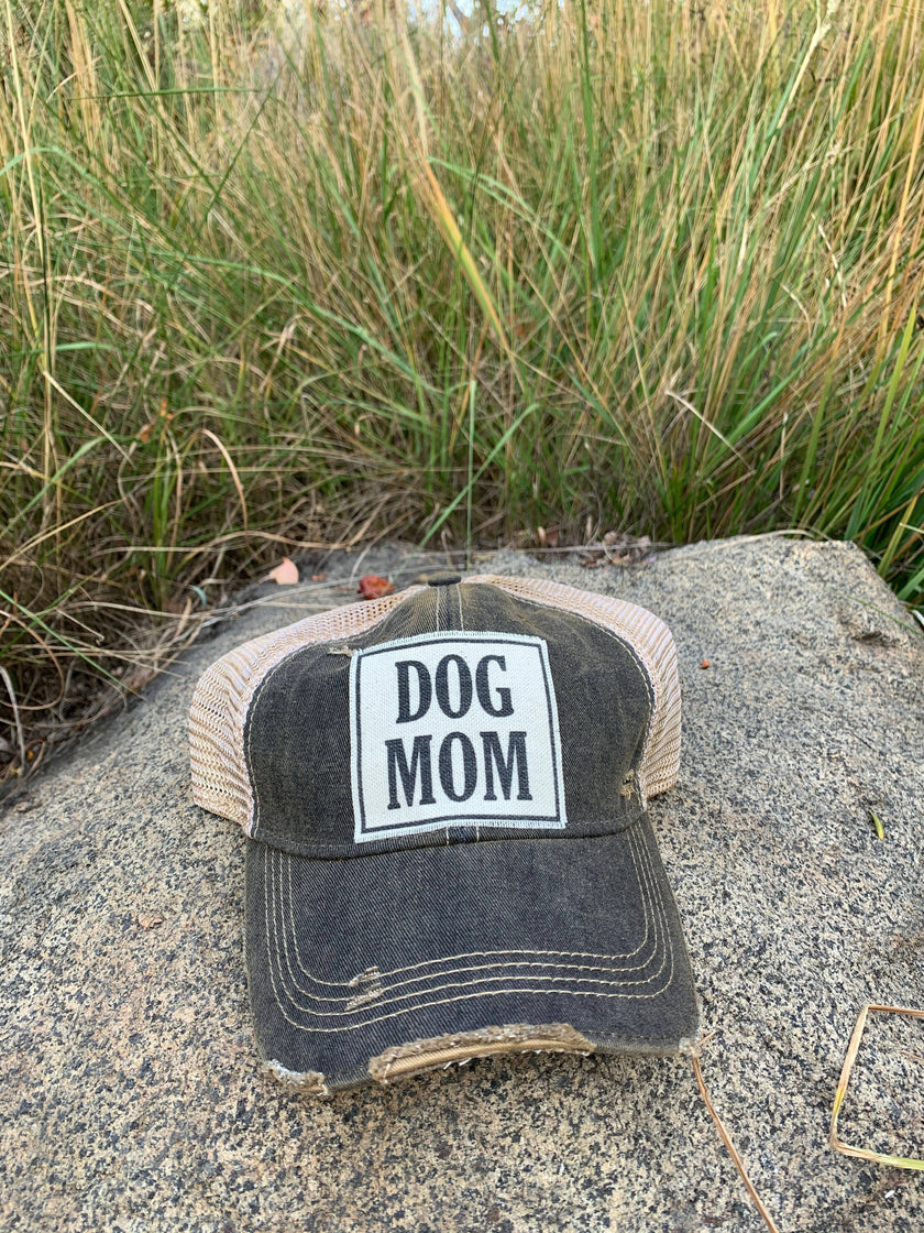 Dog Mom Distressed Trucker Hat Baseball Cap