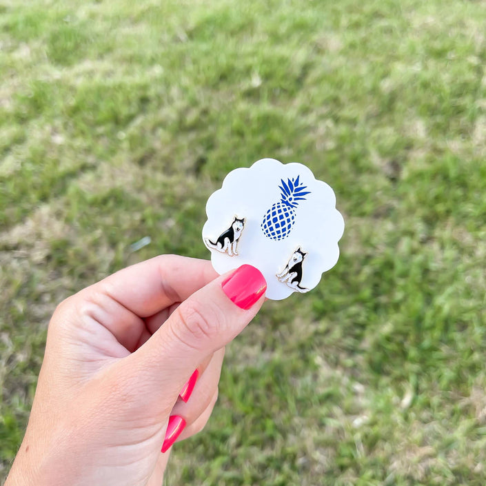 Husky Enamel Stud Earrings