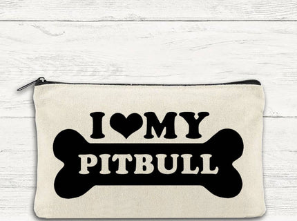 I Love My Pitbull Canvas Multi-Use Zipper Bag