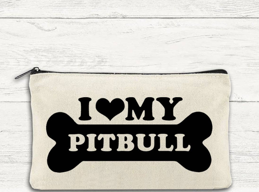I Love My Pitbull Canvas Multi-Use Zipper Bag