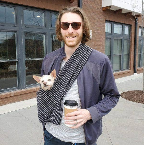 Dog Sling Woven Pinstripe Design