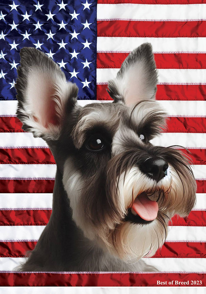 Schnauzer Grey Cropped Patriotic III Garden Flag