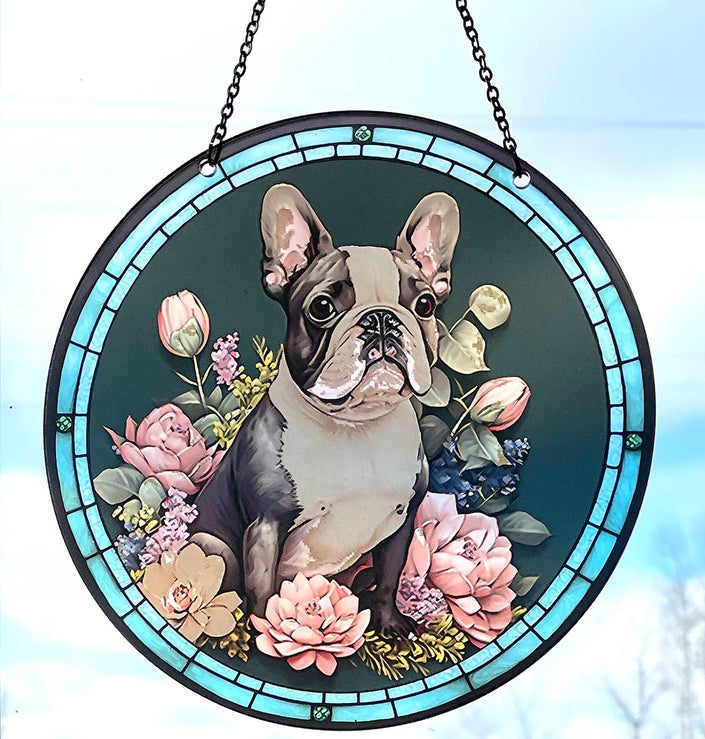 French Bulldog with roses  Suncatcher