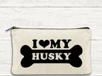 I Love My Husky Canvas Multi-Use Zipper Bag