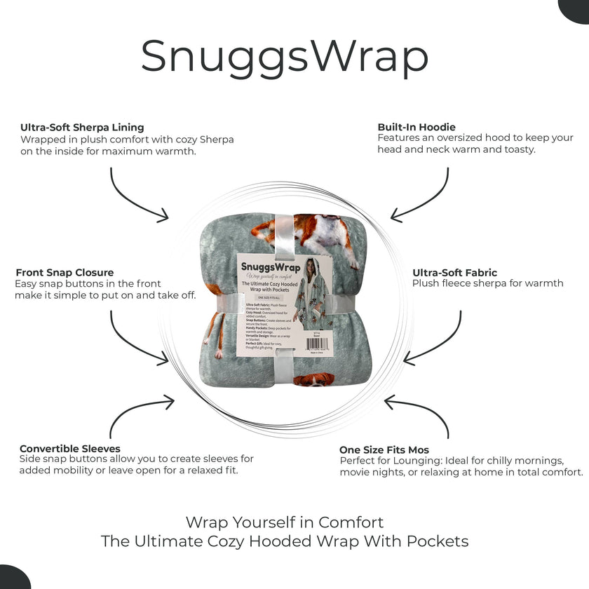 Boxer dog Snugg Wraps with Hoodie – Ultra Soft Sherpa Fleece Wrap for Pet Lovers