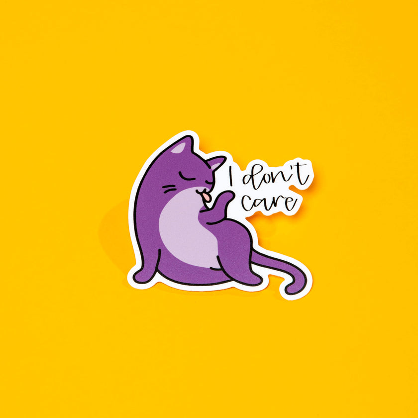 I Don't Care Cat Die Cut Sticker