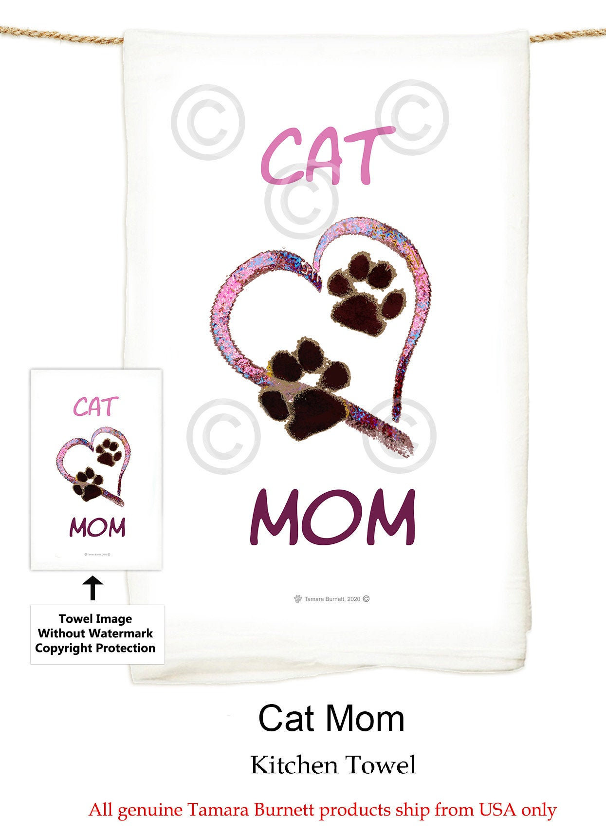 Cat Mom Flour Sack Kitchen Towel