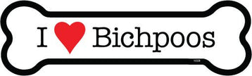 I (heart) Bichpoos Bone Shaped Magnets