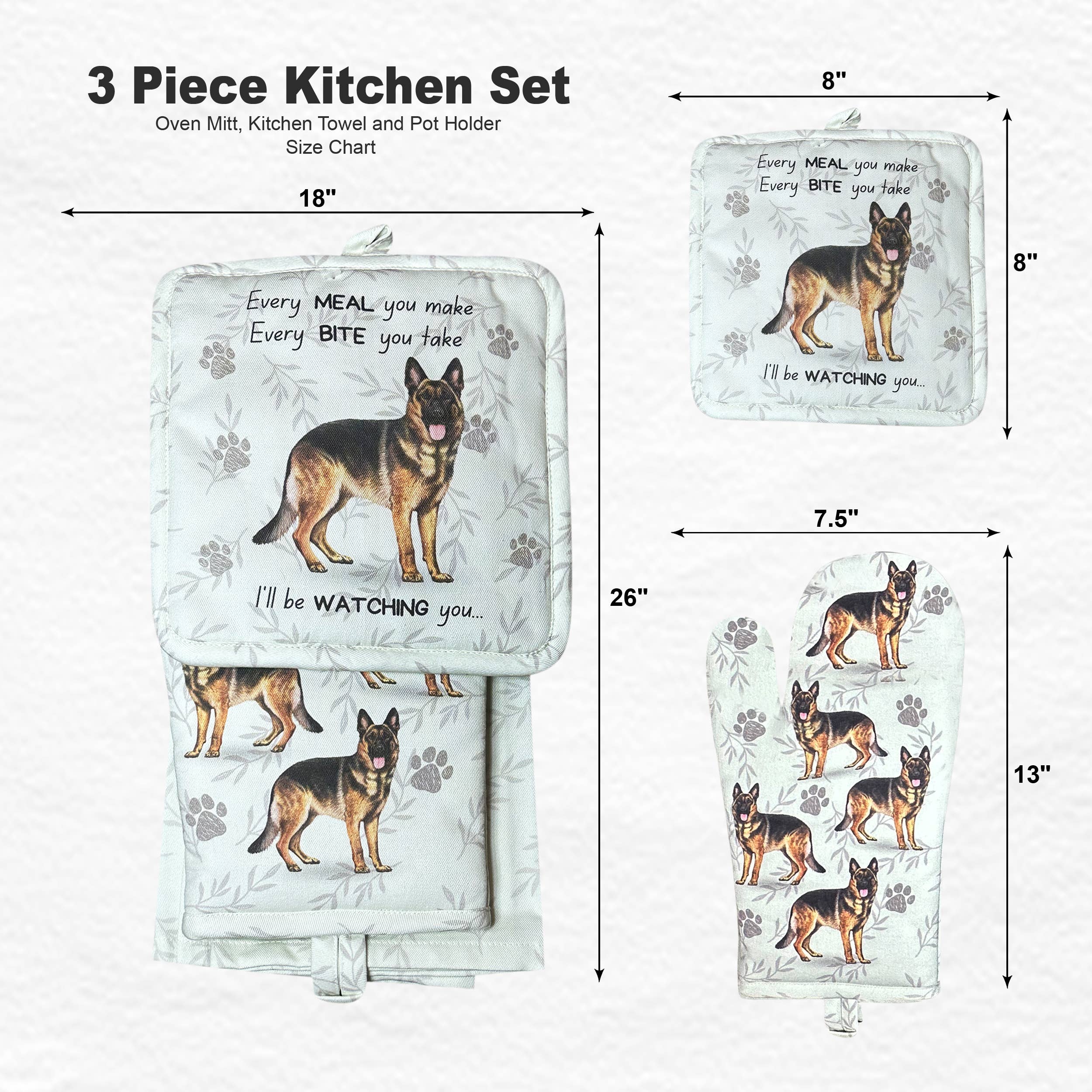 German Shepherd, oven mitt set