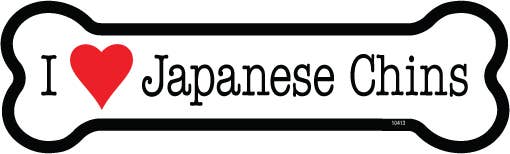 I (heart) Japanese Chins Bone Shaped Magnet