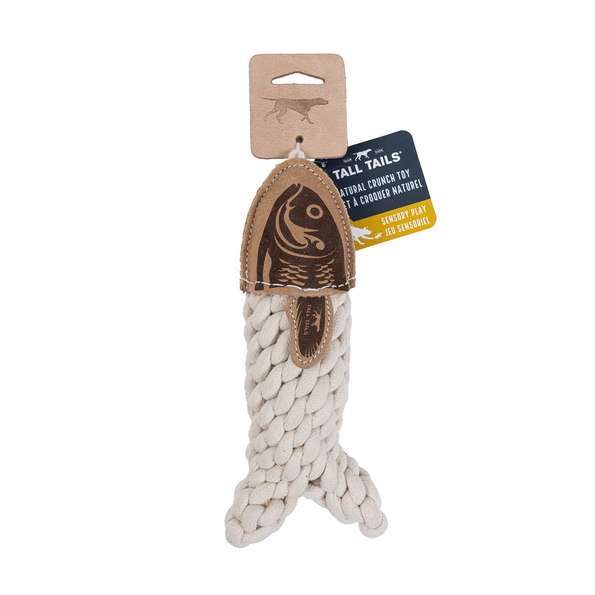 Dog Toy Fish Natural Leather Crunch Fish Rope Toy