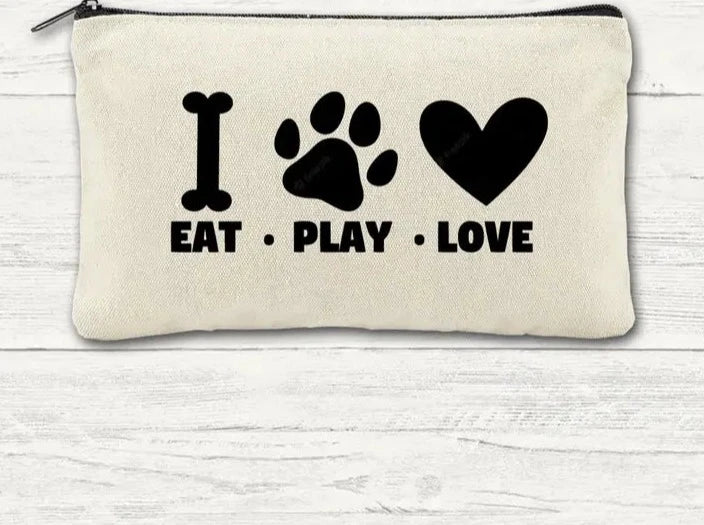 Canvas Zipper Bag - Eat, Play, Love