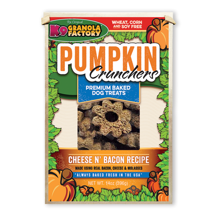 Pumpkin Crunchers, Cheese N' Bacon Recipe Dog Treats, 14oz