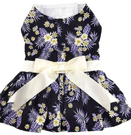 Purple Twilight Hawaiian Dog Dress with Matching Leash
