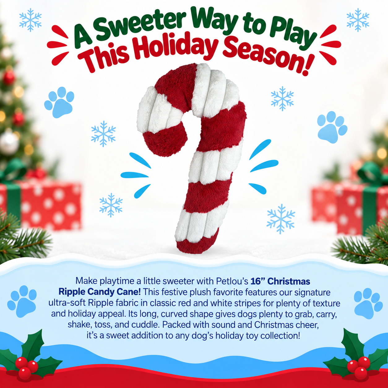 Dog Toy Candy Cane Christmas Plush Toy