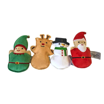 Mini Plush Christmas Dog Toy 4 Piece Set