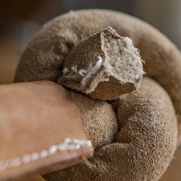 Huggle-Hide Natural Leather Knotted Bone Dog Toy