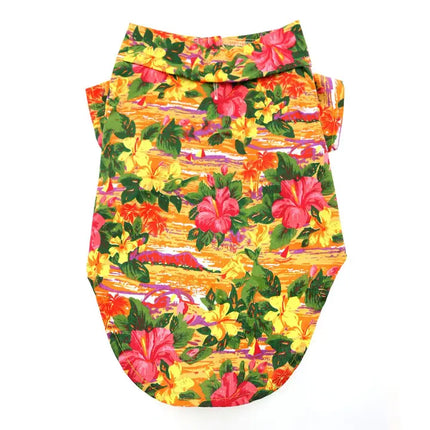 Hawaiian Dog Camp Shirt Sunset Hibiscus Pet Clothing