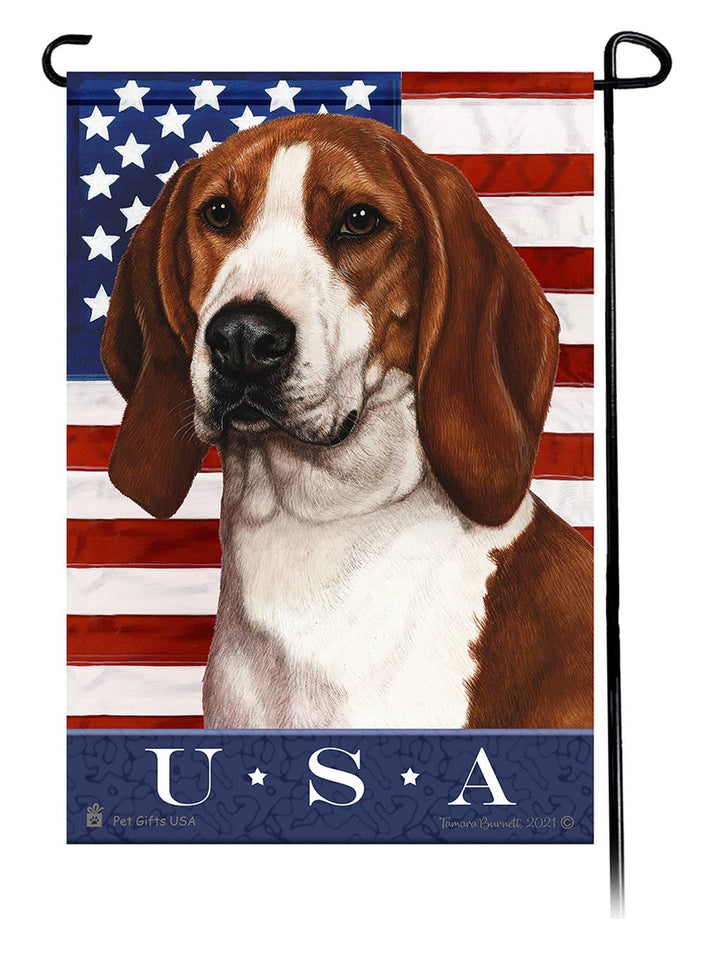 This Coonhound Treeing Walker USA American Garden Flag is a testament to the beauty of your favorite breed and the American Flag.