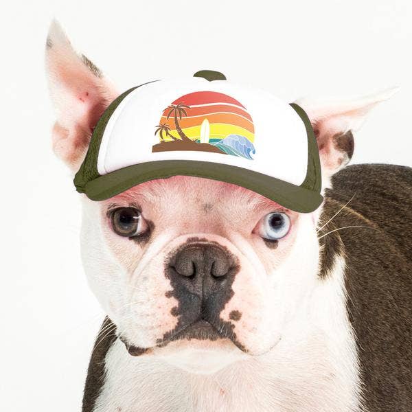Trucker Hat for Dogs/Cats: Island Sunset Black/ L