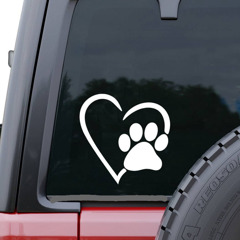 Heart with Dog Paw Vinyl Window Sticker Decal