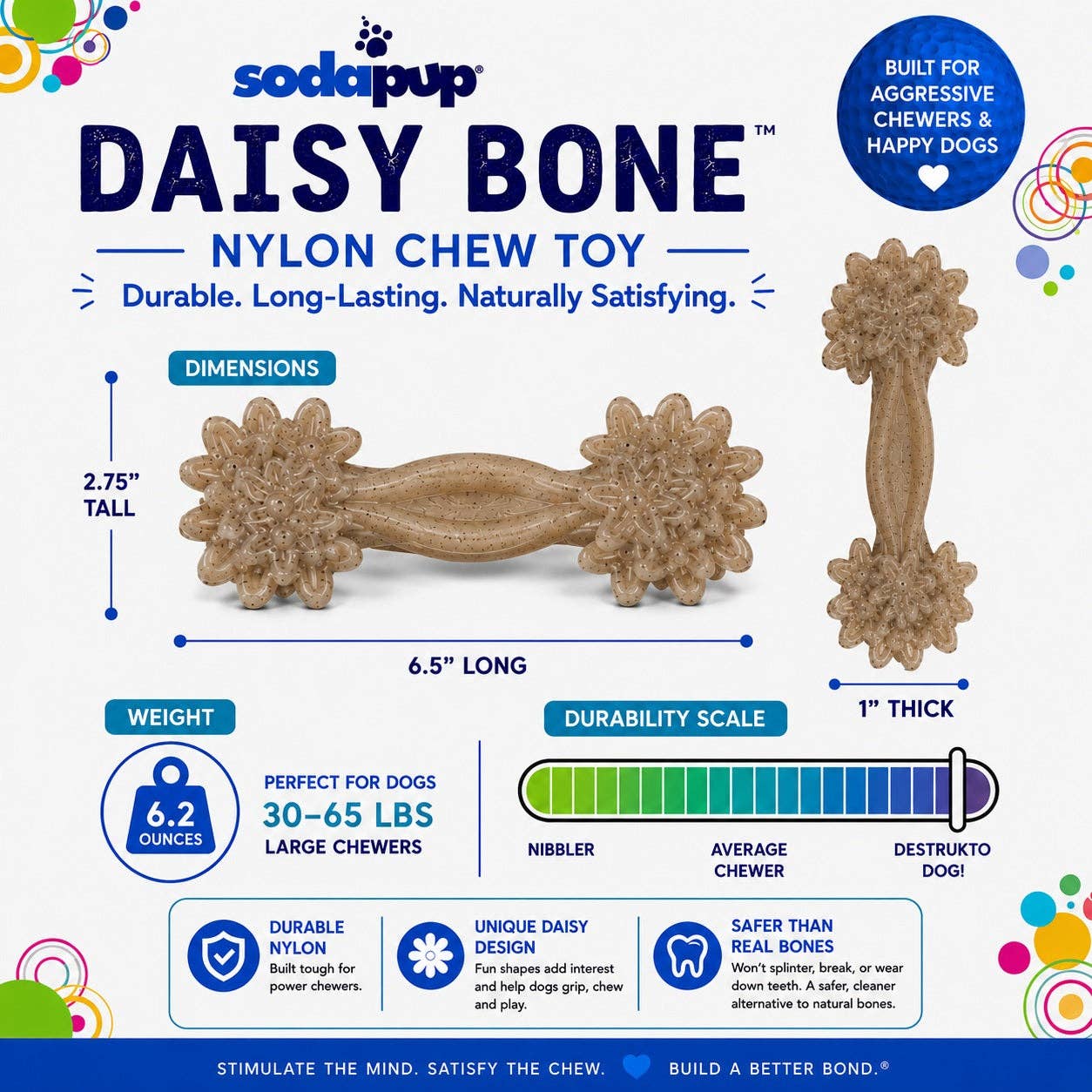 Daisy Bone Nylon Dog Toy for Aggressive Chewers