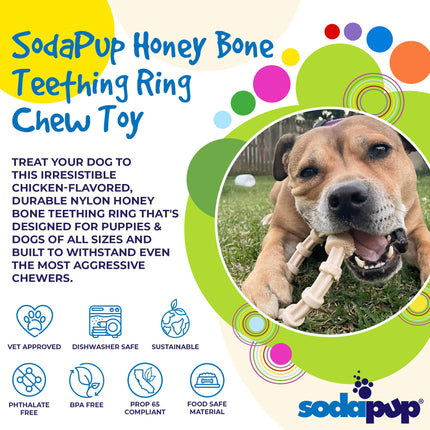 Dog Toy SP Honey Bone Chicken Flavored Teething Dog Toy Ring for Aggressive Chew