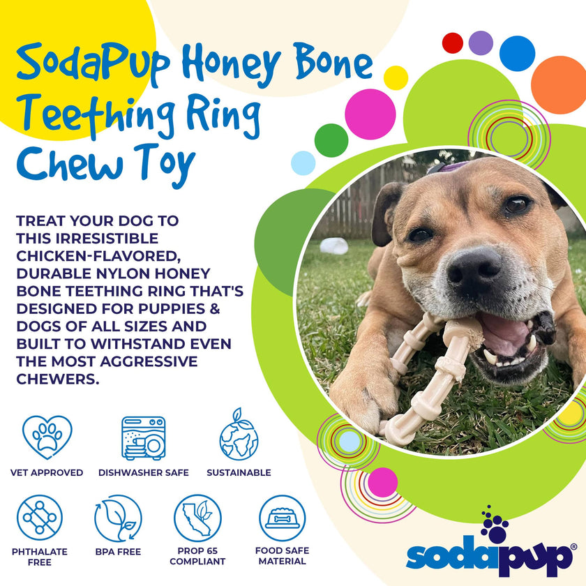 Dog Toy SP Honey Bone Chicken Flavored Teething Dog Toy Ring for Aggressive Chew