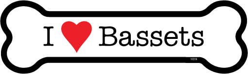 Basset hound I (heart) Bassets Bone Shaped Magnet