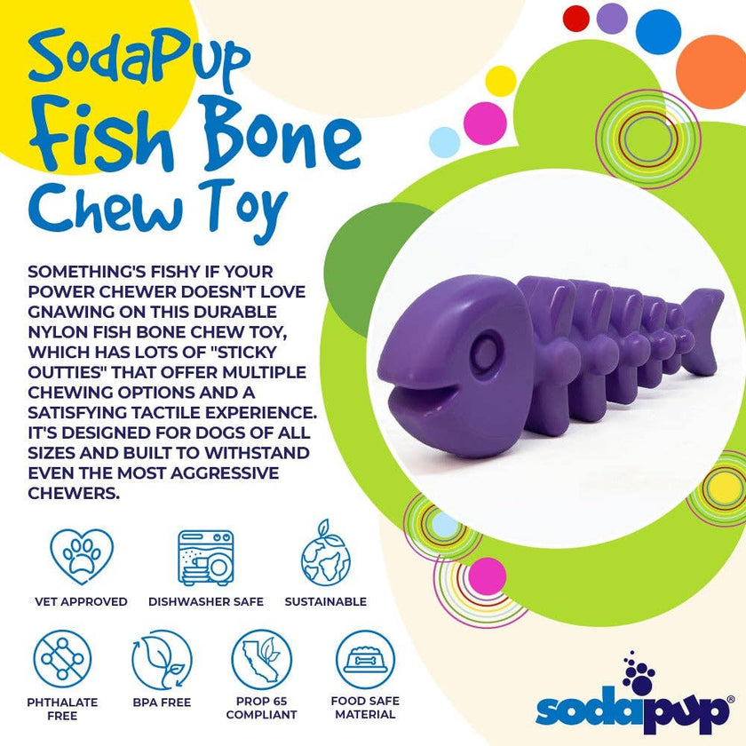 Fish Bone Nylon Dog Toy for Aggressive Chewers | USA Made | SodaPup: Brown