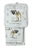 Pug, oven mitt set