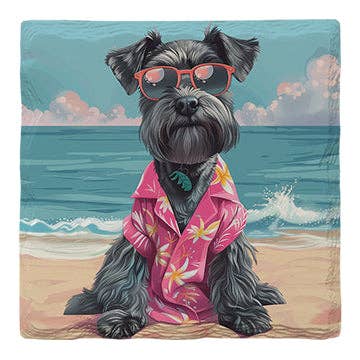 Miniature Schnauzer Beach Dog | Drink Coaster