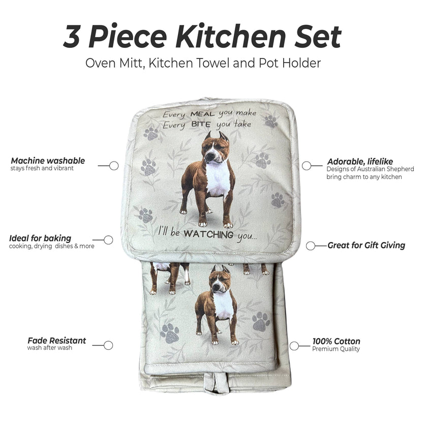 Pit Bull, oven mitt set