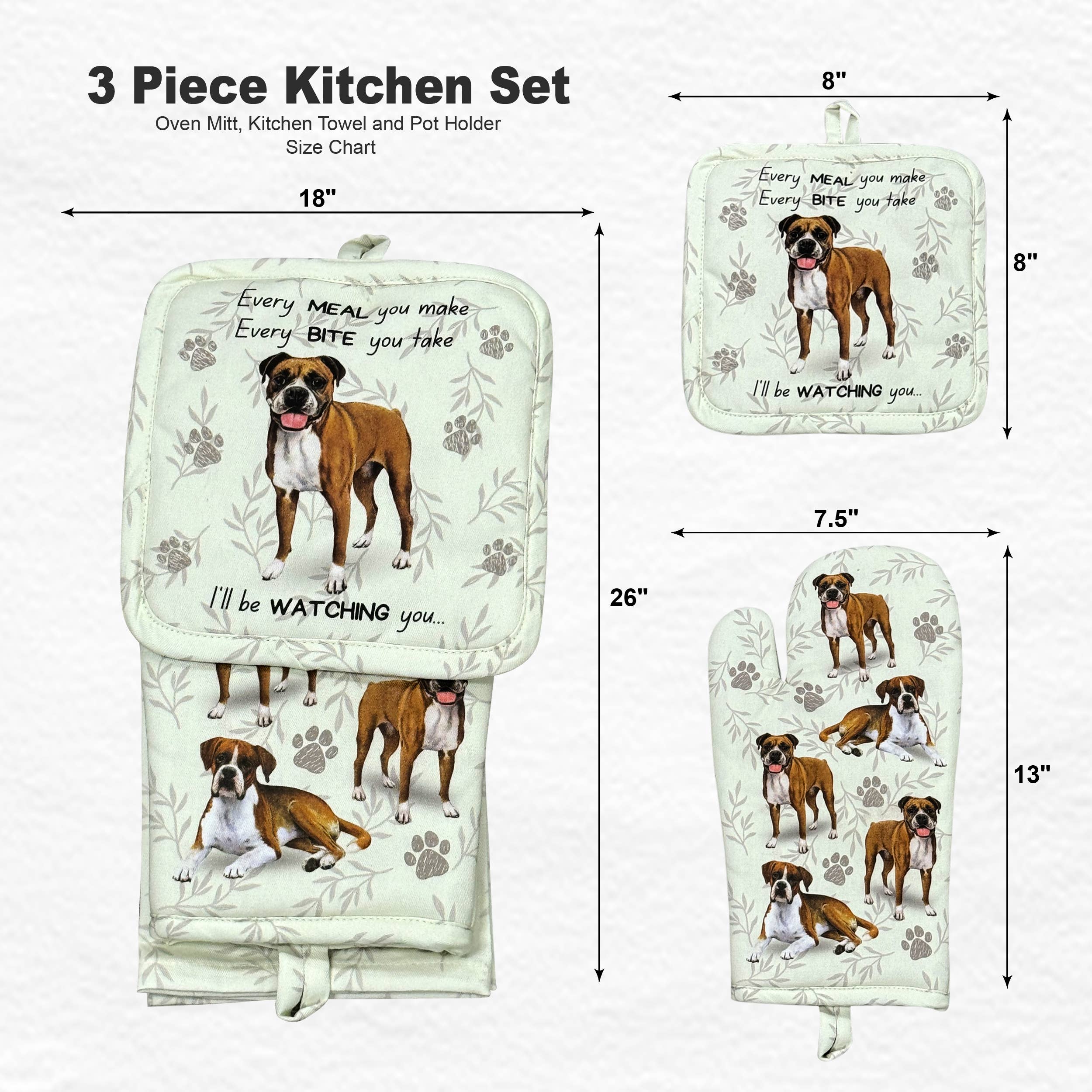 Boxer, oven mitt set