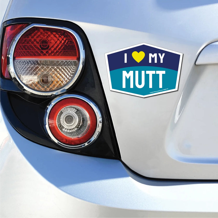 I Love My Mutt Hexagon Shaped Magnet