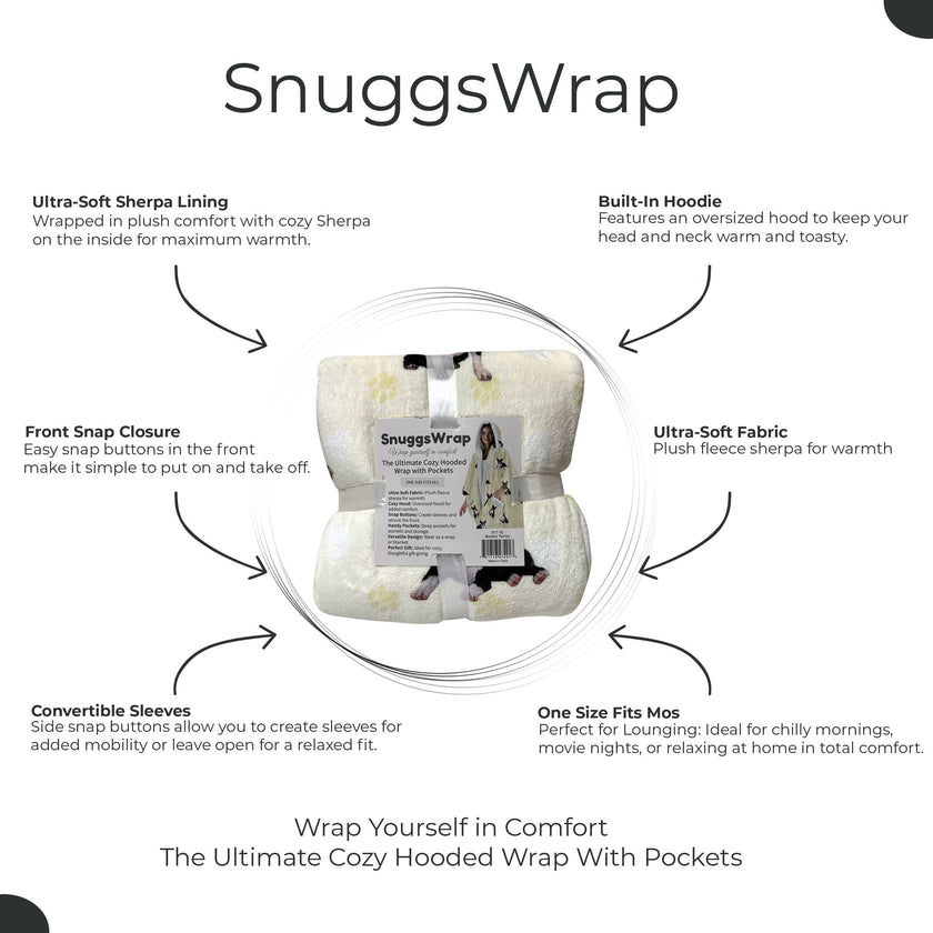 Boston Terrier Snugg Wraps with Hoodie – Ultra Soft Sherpa Fleece Wrap for Pet Lovers