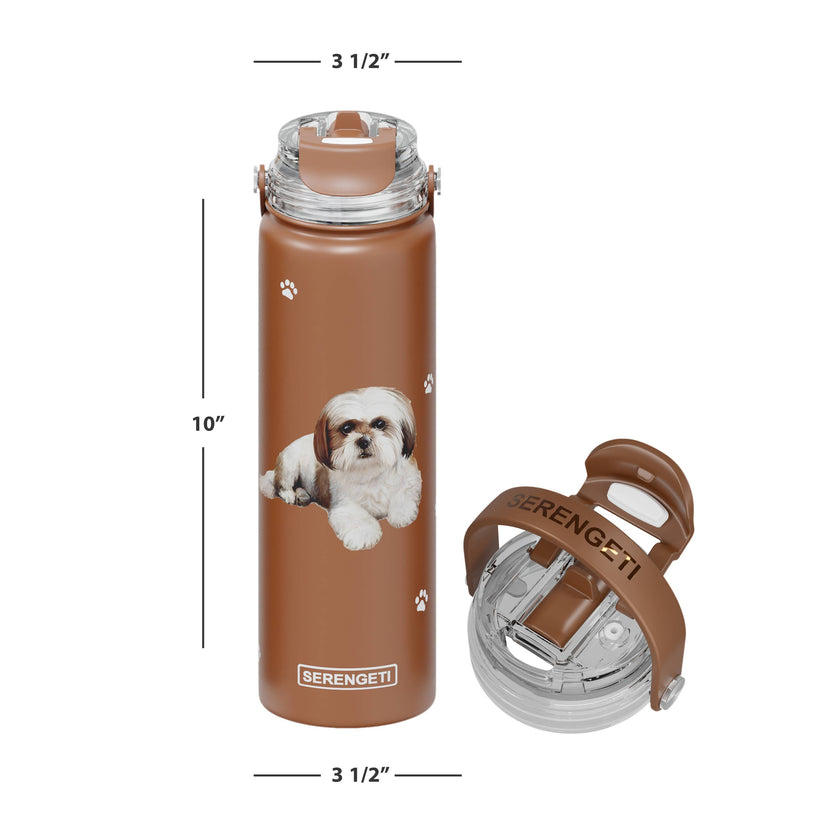 Shih Tzu Brown Stainless Steel Water Bottle 24 Oz. Serengeti