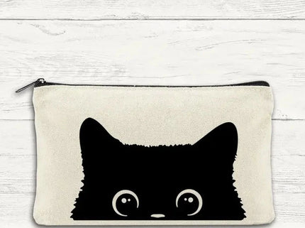 Canvas Zipper Bag - Cat Face