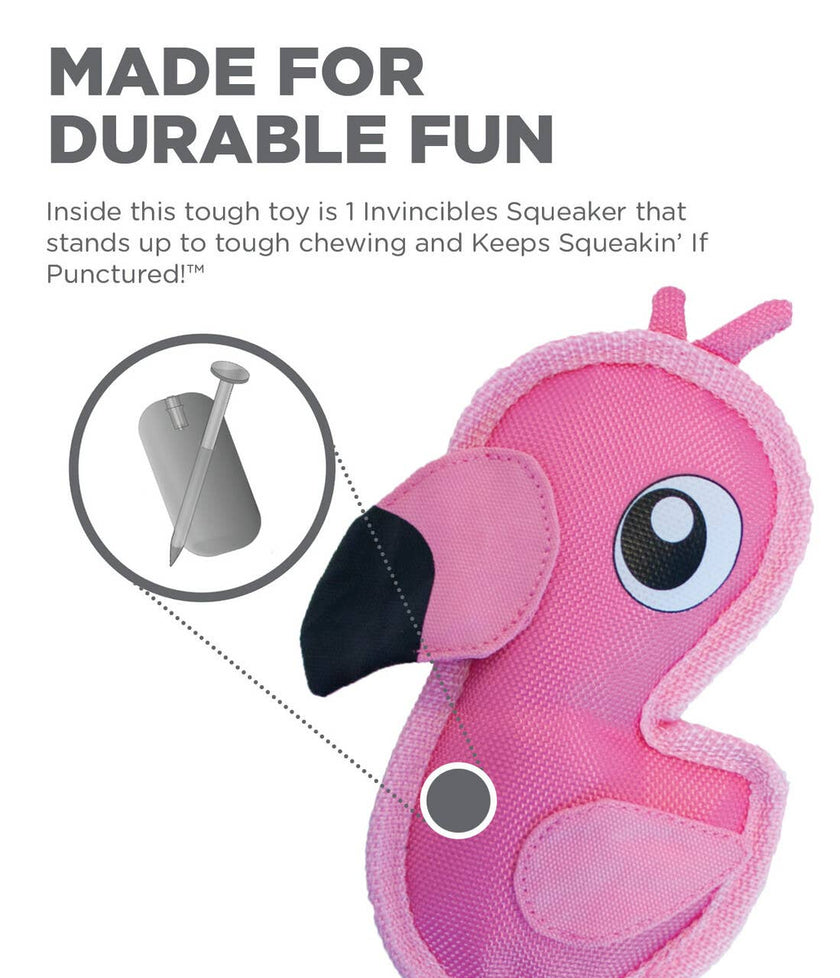 Outward Hound Fire Biterz Flamingo Durable Dog Toy Pink SM