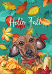 Dachshund (Hello Fall) Large Flag