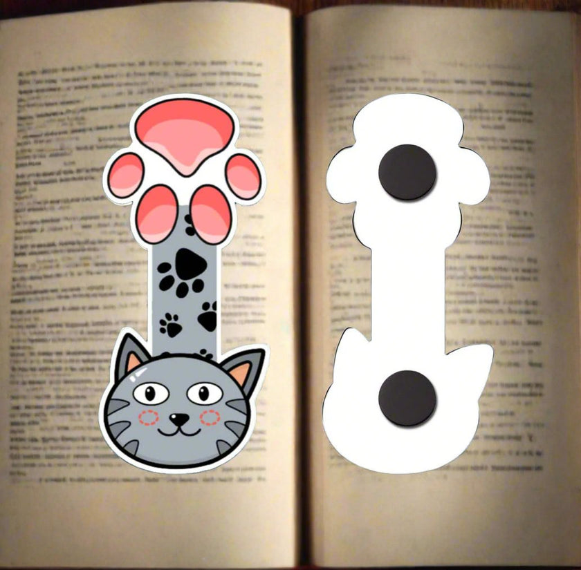 Grey Cat Big Eyes Reversible Magnetic Bookmark