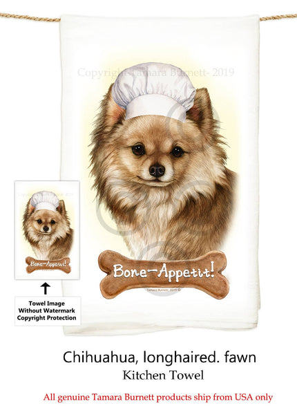 Chihuahua Long Hair Fawn Flour Sack Kitchen Towel