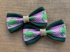 Green Turtles Pink Background on Green Burlap