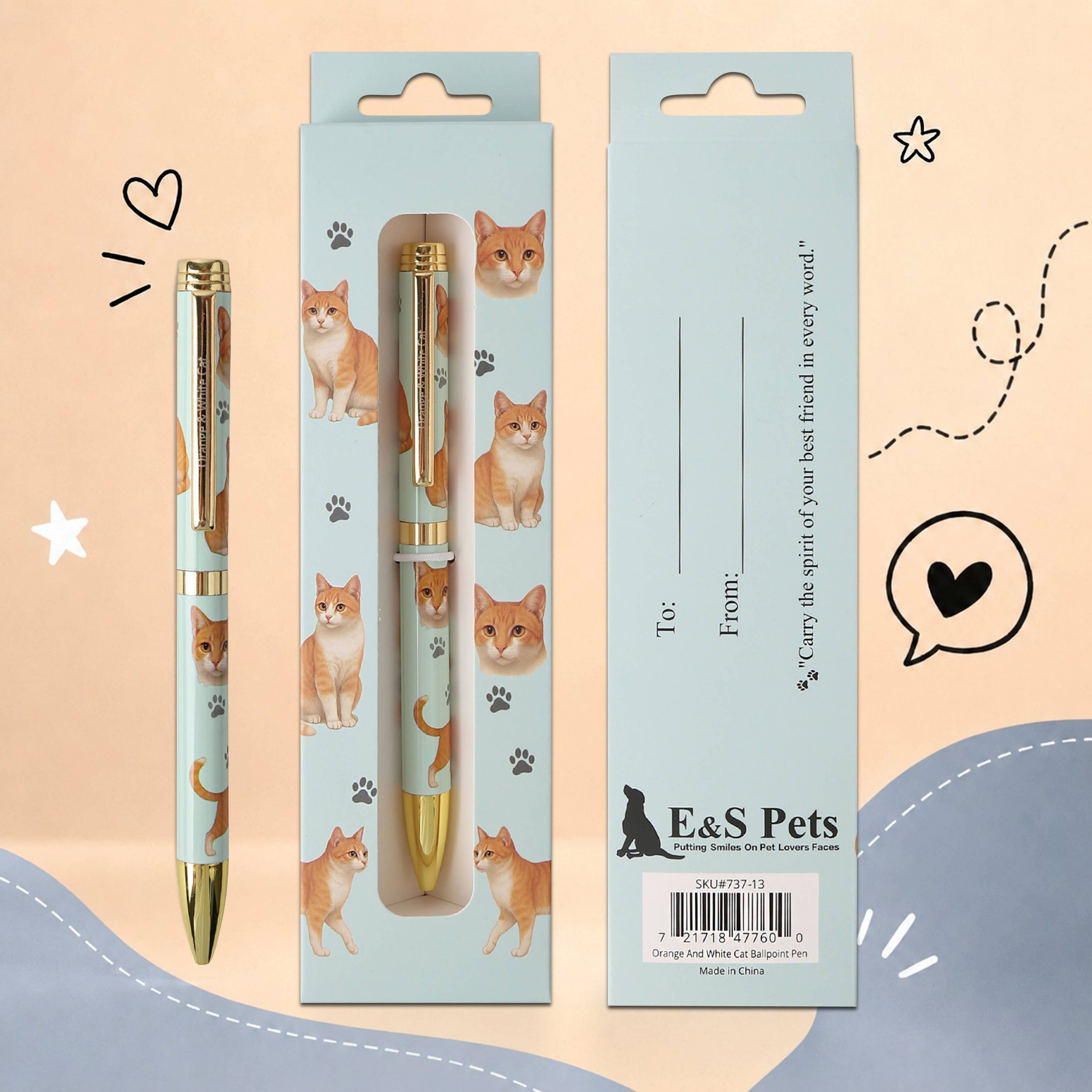 Orange and White Cat Pet Lover Ballpoint Pen